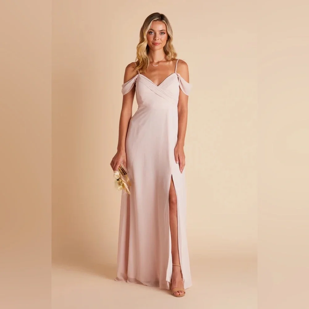Birdy Grey SPENCE CONVERTIBLE DRESS CHIFFON PALE BLUSH Small Slit NEW NWT - Picture 1 of 6